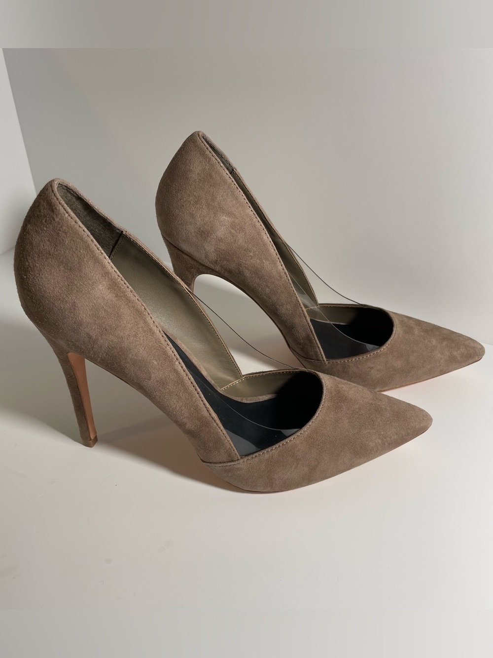 MARCIANO Leather Taupe Suede Pumps - Picture 6 of 16